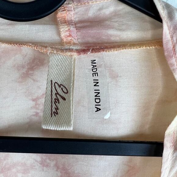 Elan Peach and Mauve Tie Dye Resort Wear Bohemian Tie Front Coverup One Size - Picture 6 of 8